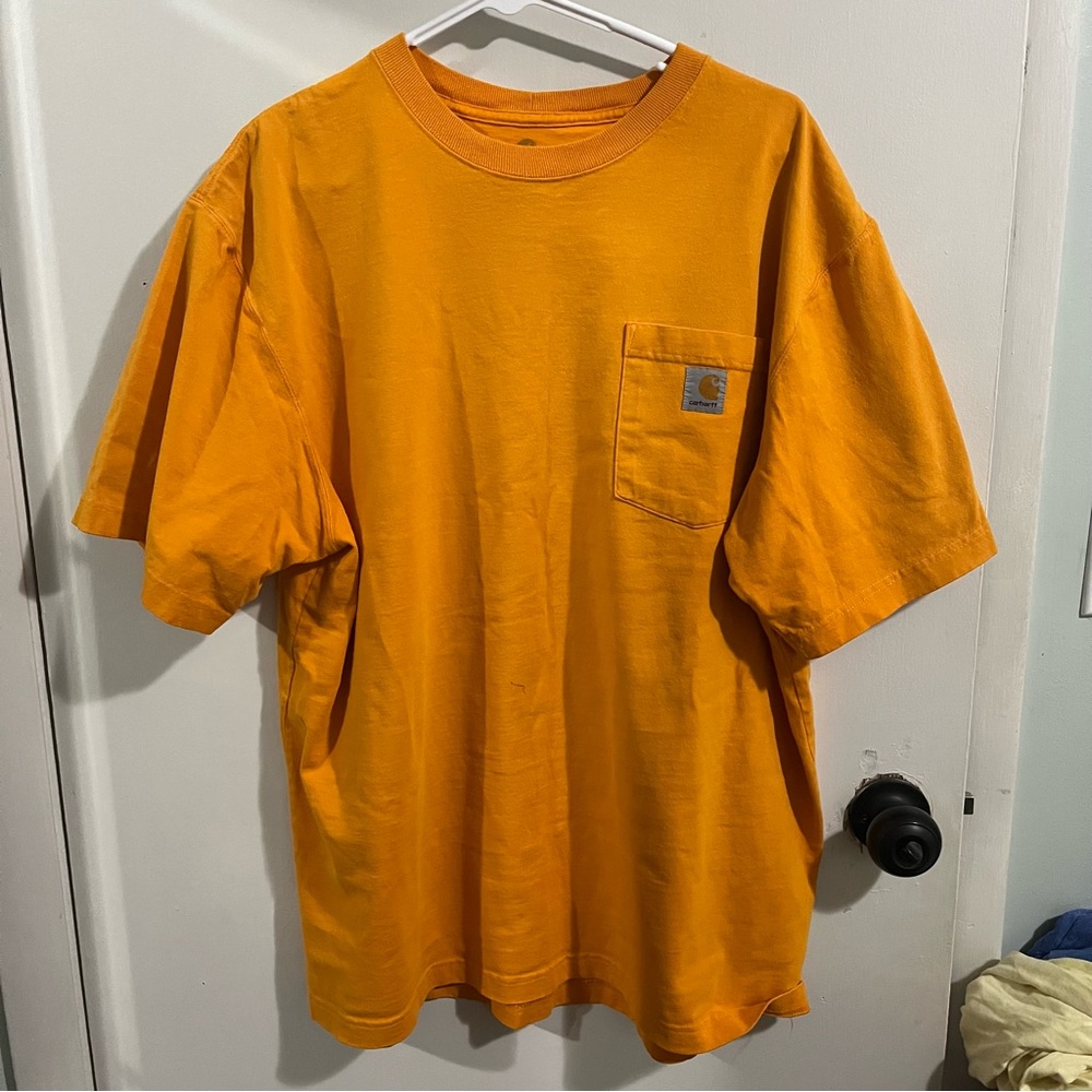 Carhartt Mens Mustard Yellow Original Fit Short Sleeve Shirt Size Large